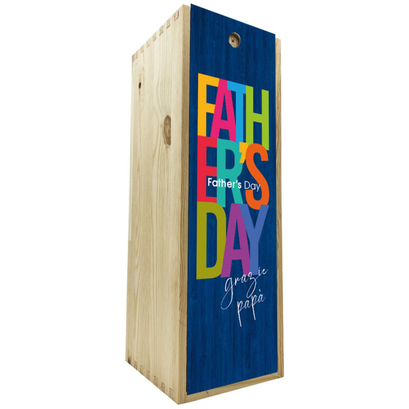 Scatola in legno 1 bottiglia 1,5 L MAGNUM - Grazie Papà