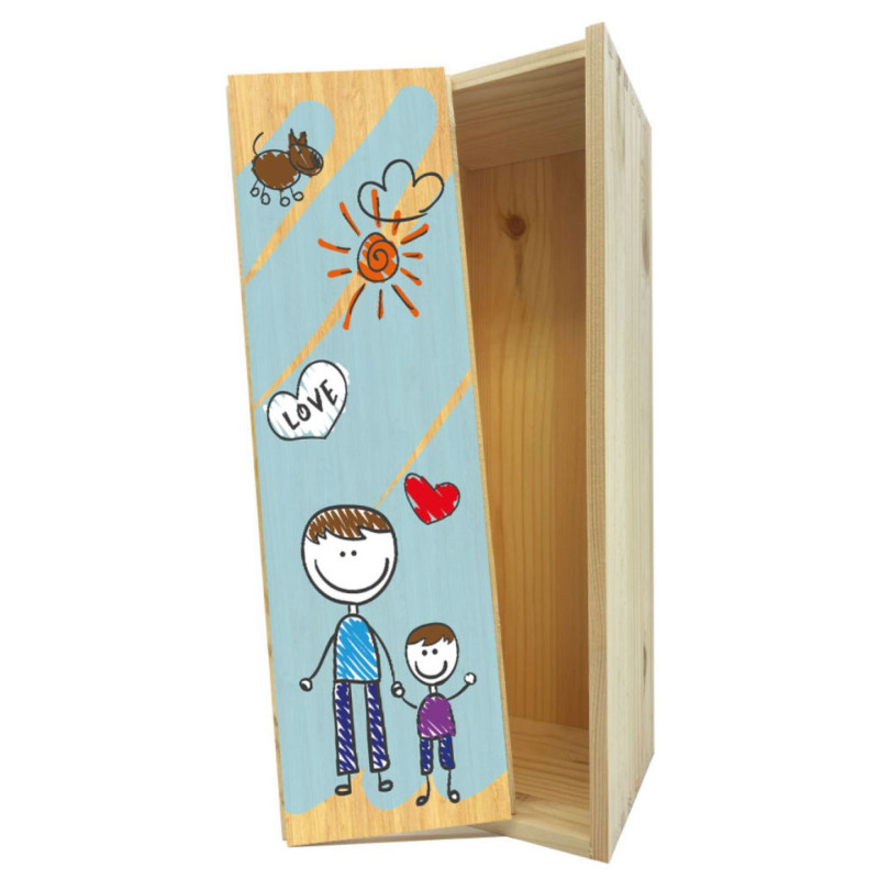 Scatola in legno 1 bottiglia MAGNUM 1,5 L - Personalizzata con disegno