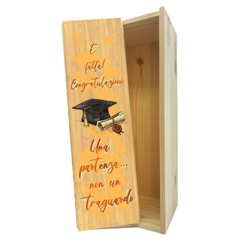 Scatola in legno 1 bottiglia MAGNUM 1,5 L - Traguardo Laurea