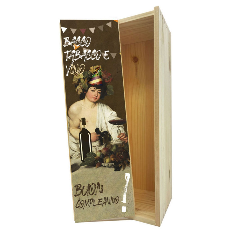 Scatola in legno 1 bottiglia MAGNUM 1,5 L - Bacco, tabacco e... vino!