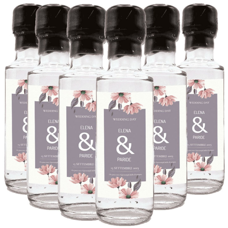 48 Bomboniere Gin - bottiglie mignon 0.10 lt. - Mini bottiglie idea per bomboniere matrimonio
