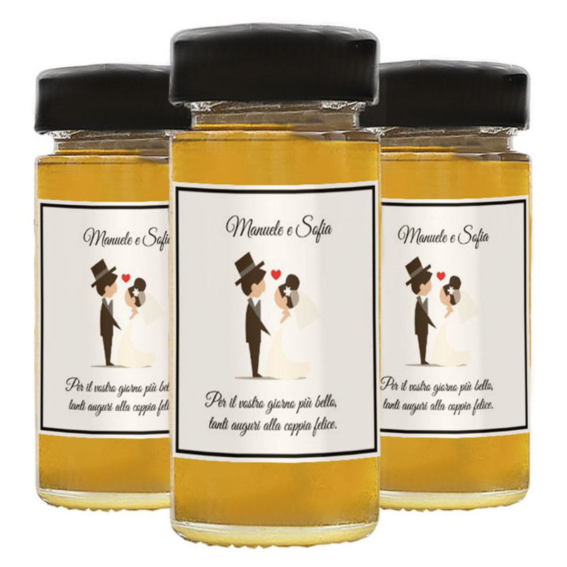 48 Bomboniere miele matrimonio - vasetto miele millefiori 135g.