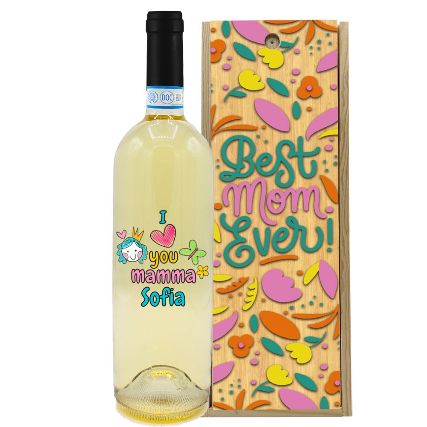 Pinot Grigio - Bottiglia personalizzata e confezione per la festa della mamma - 1