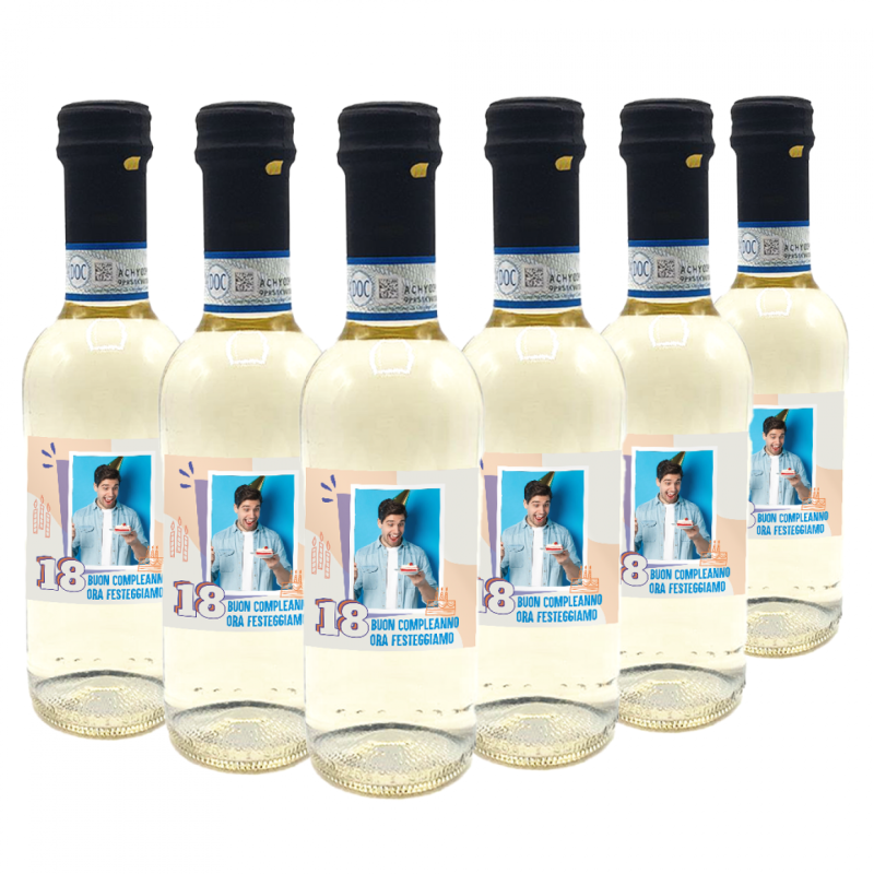 24 Bottiglie vino Delle Venezie Pinot Grigio DOC personalizzato per 18° compleanno
