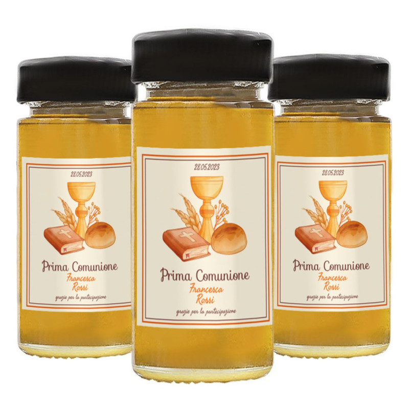 24 Bomboniere miele comunione - vasetto miele millefiori 135g.