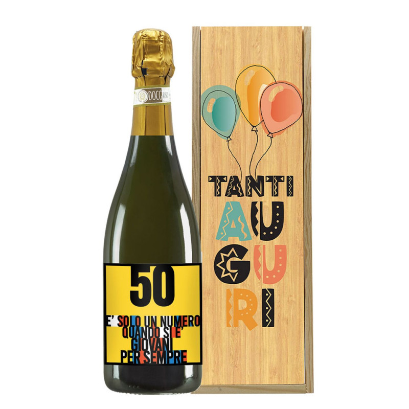Spumante Dolce - regalo originale Compleanno con cassetta in legno