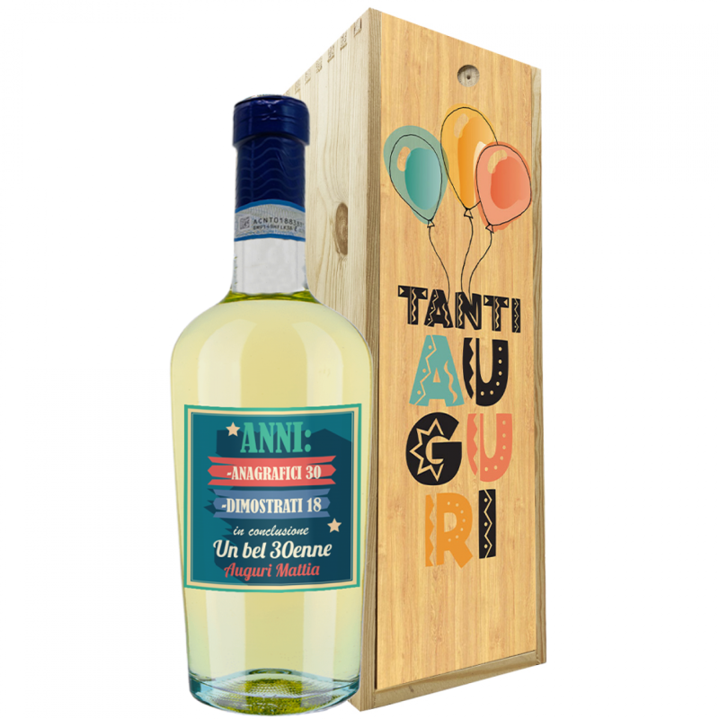 Bottiglia personalizzata e confezione idea regalo compleanno 30 anni
