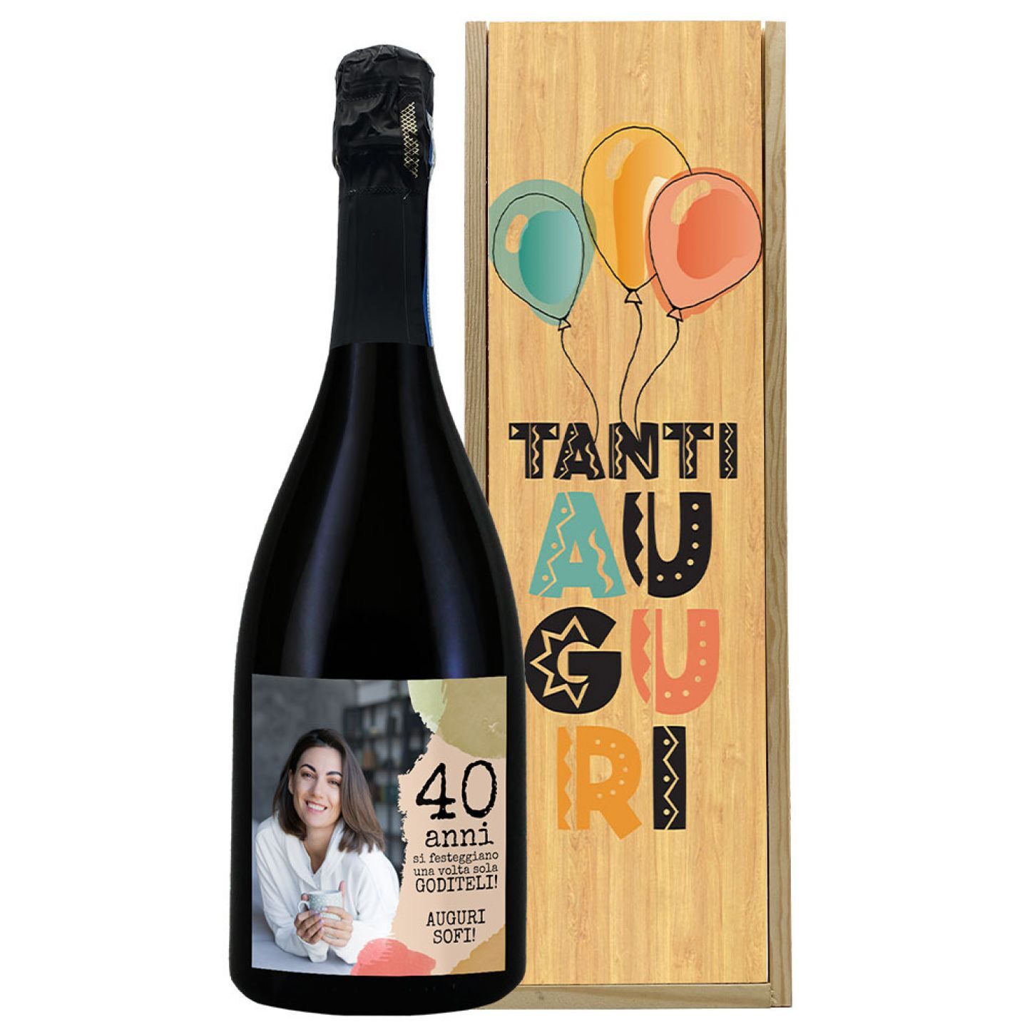 Customized Prosecco with wooden box 40th birthday gift idea - Image 2