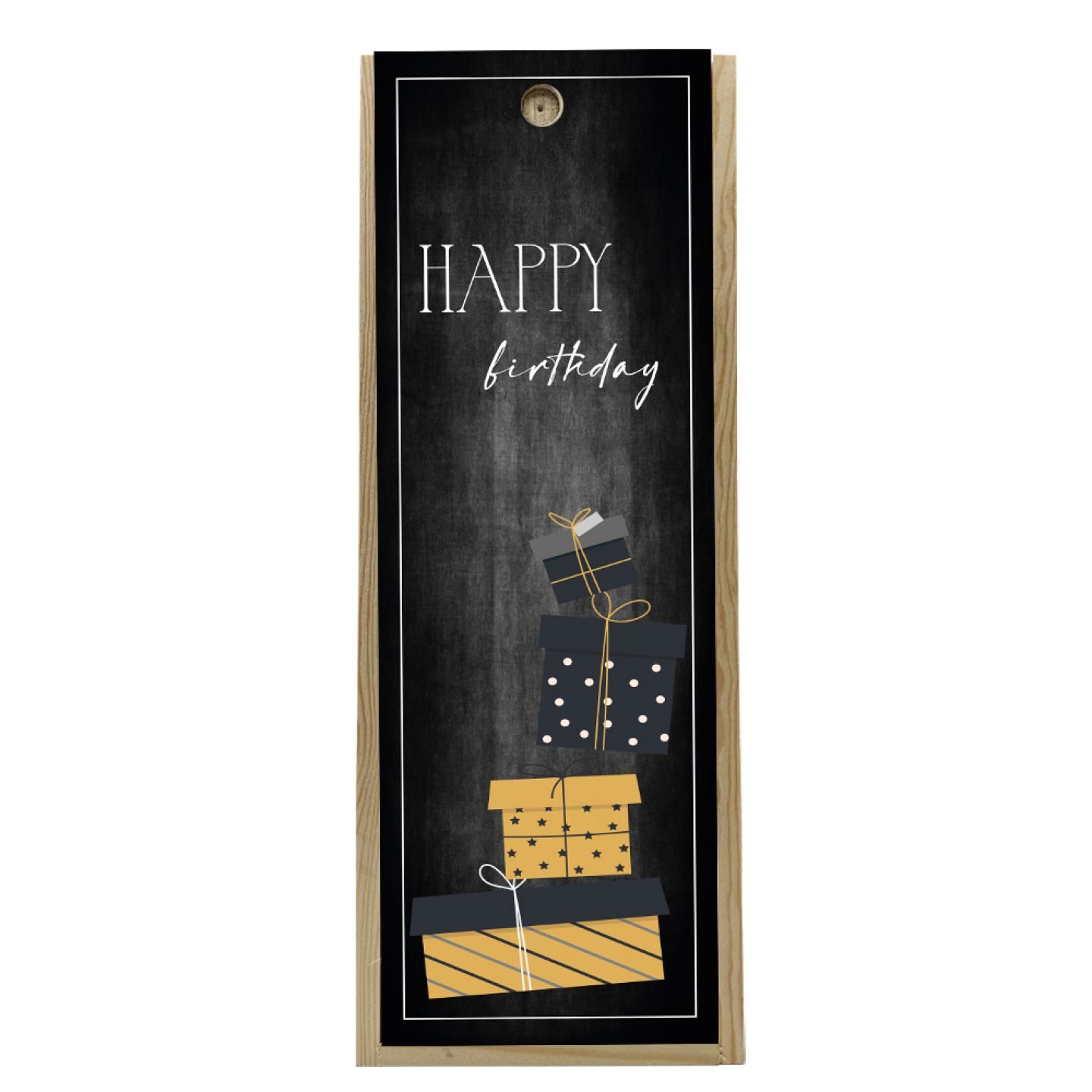 Wooden box 1 bottle 0.75 L - Happy Birthday Black Gold Gift - Image 2