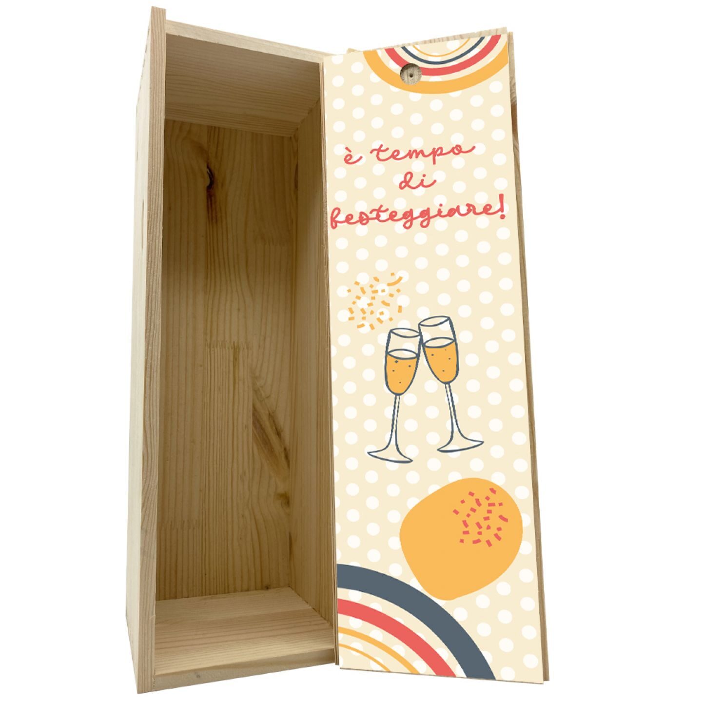 Wooden box 1 bottle 0.75 L - it's time to celebrate - Image 2