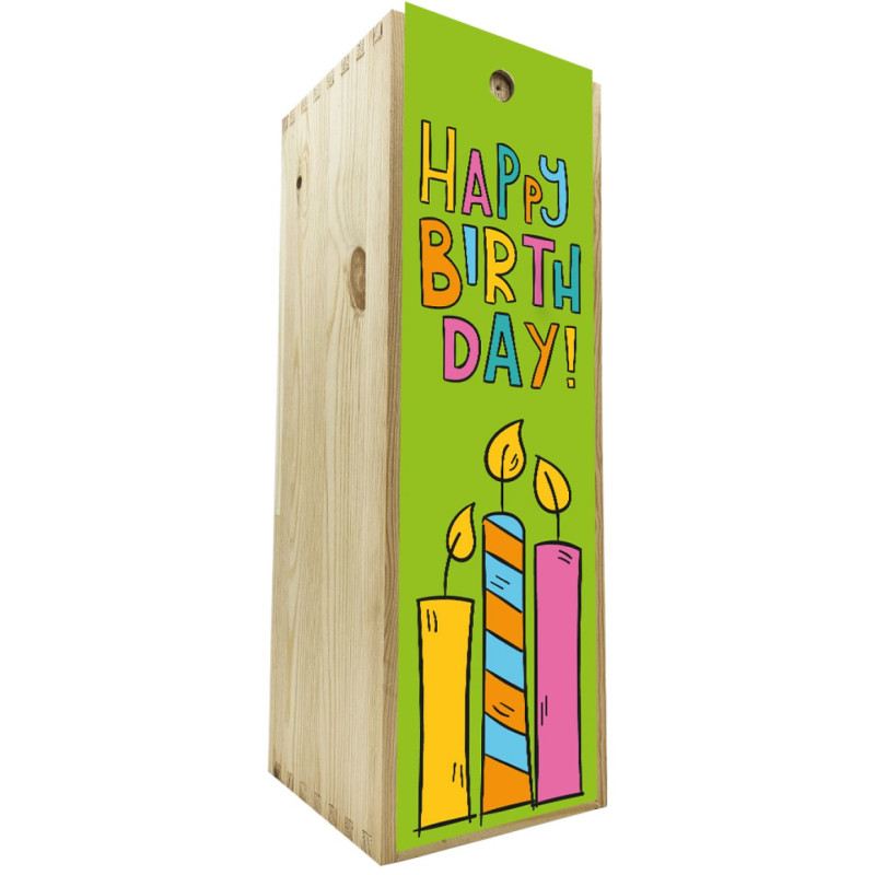 Scatola in legno 1 bottiglia 0,75 L - Green Happy BirthDay