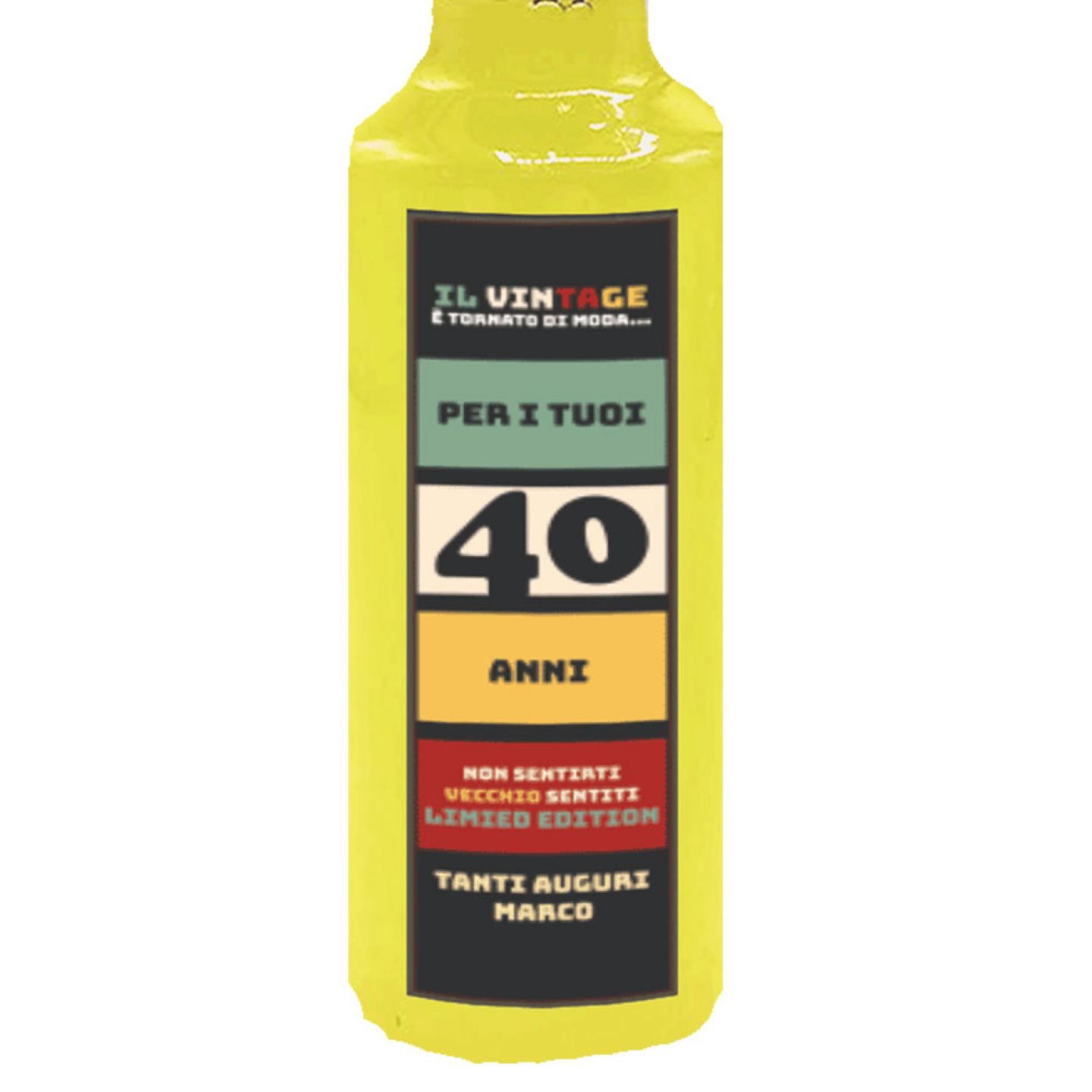 12 bottiglie mignon 0.10 lt. - Limoncello personalizzato per compleanno 40 anni - 1