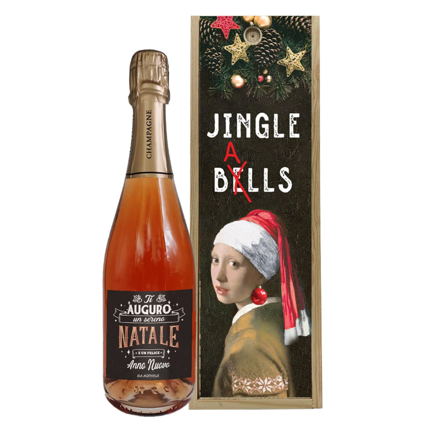 Champagne Rosé - Personalized bottle with wooden box for Christmas and New Year - Image 2