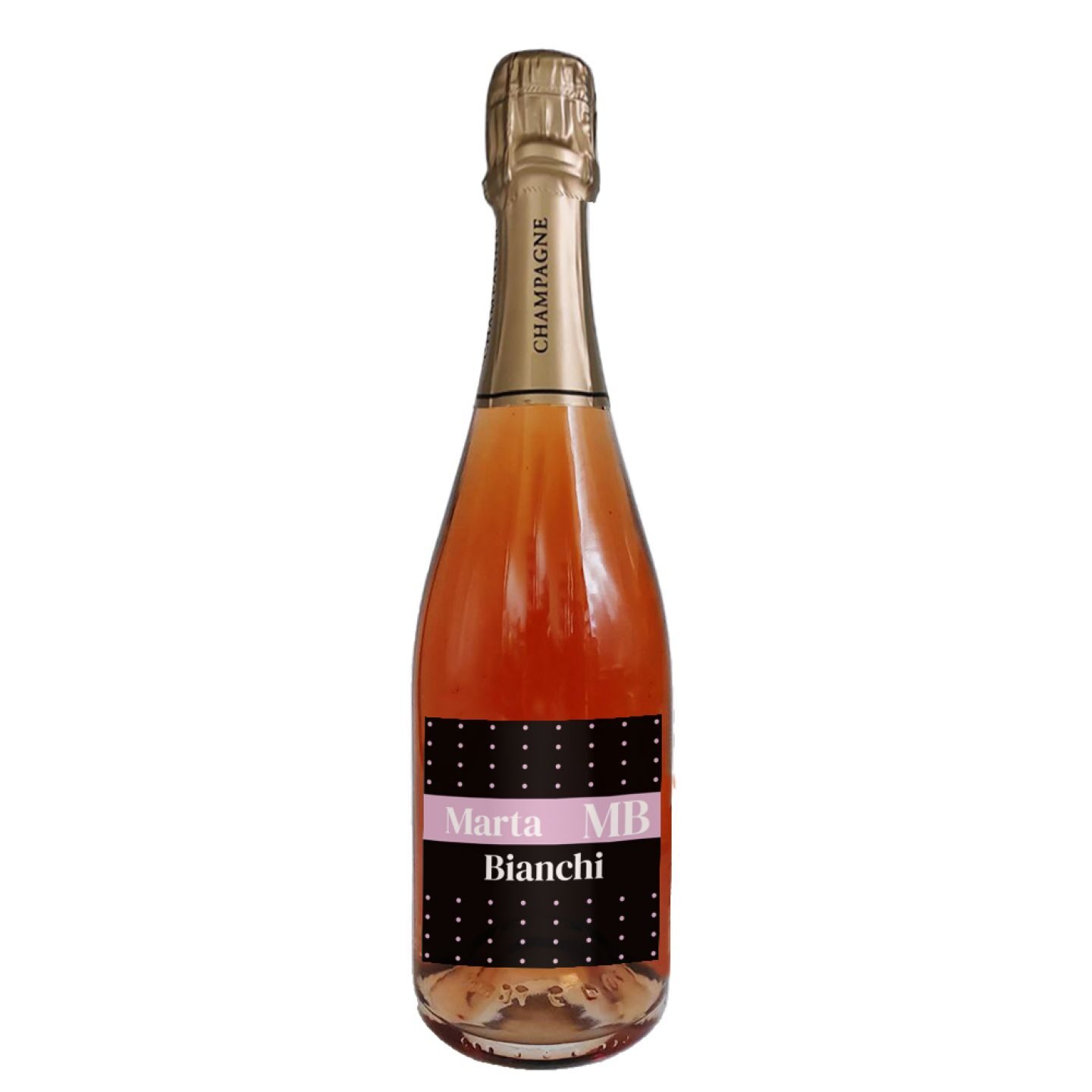 Champagne Rosé - Bottiglia con nome o iniziali - idea regalo - 1
