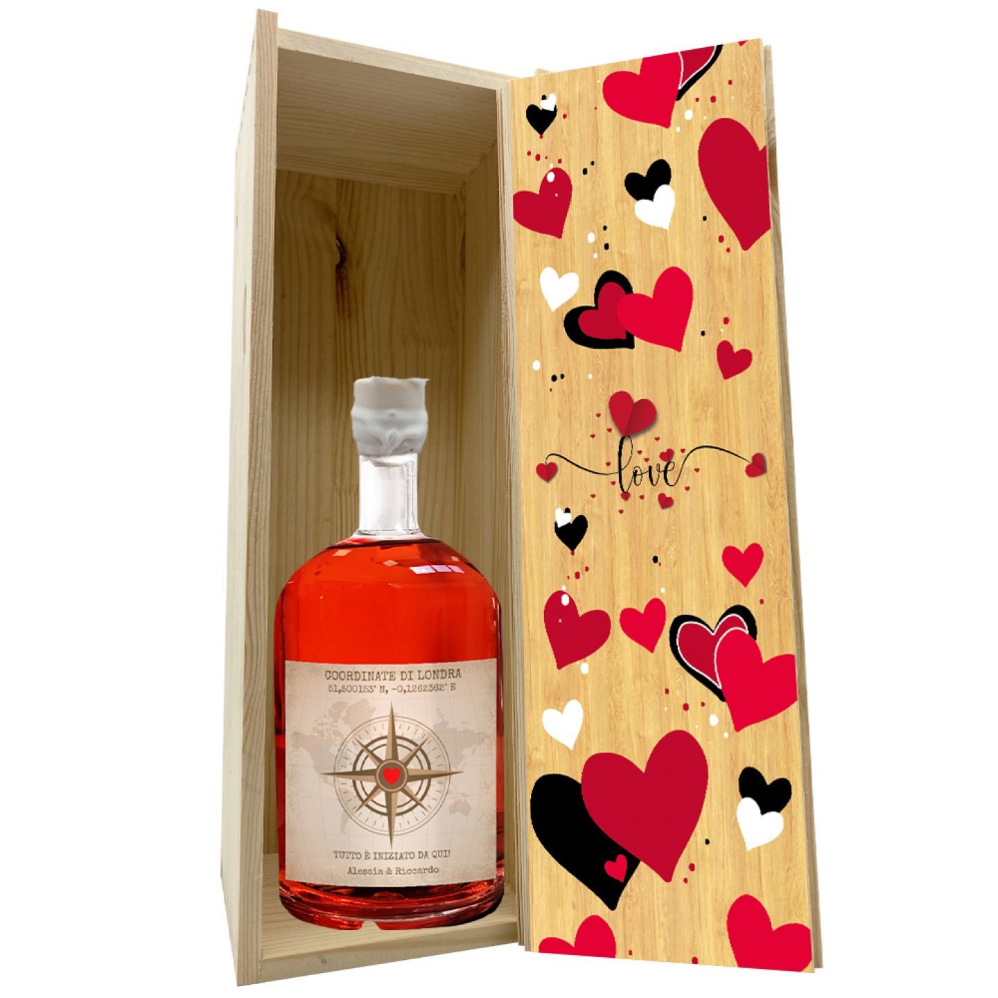 Red Dry Gin personalizzato con cassetta regalo - Idea Regalo Anniversario o San Valentino - 4