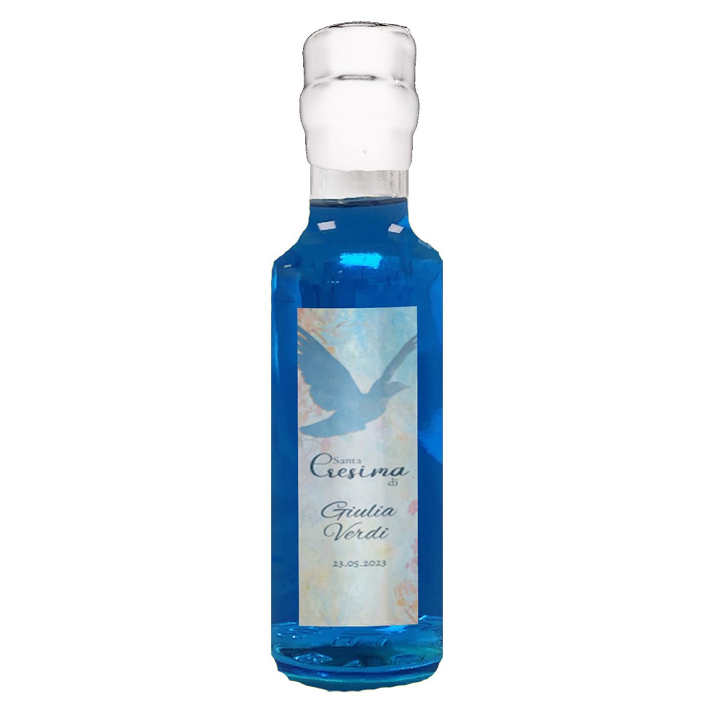 12 Bomboniere Blue Dry Gin - bottiglie mignon 0.10 lt. - mini bottiglie di Gin aromatizzato idea per bomboniere cresima - 2
