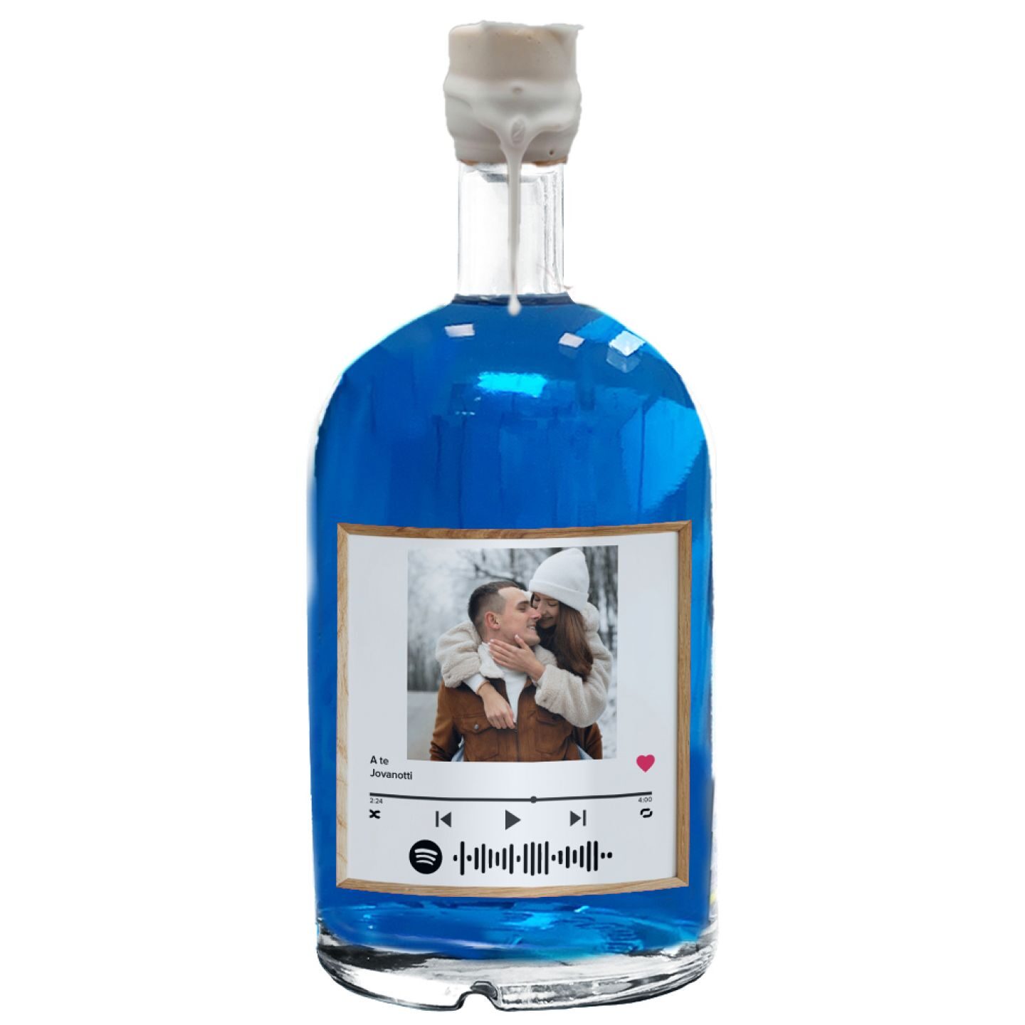Blue Dry Gin personalizzato con cassetta regalo- Idea Regalo foto e dedica Anniversario o San Valentino - 3