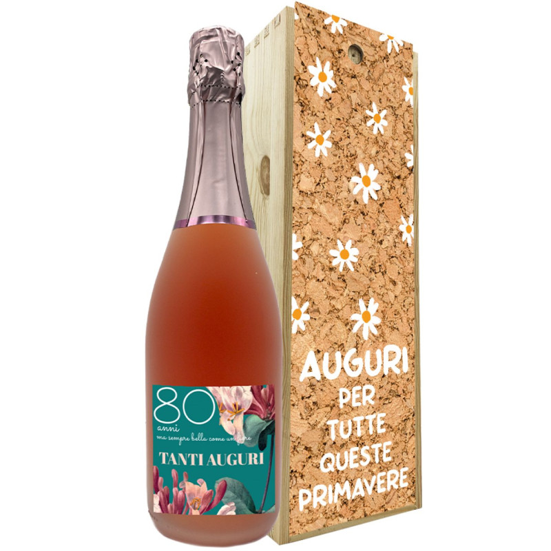 Franciacorta Brut Rosé DOCG - Idea Regalo compleanno 80 anni con cassetta in legno