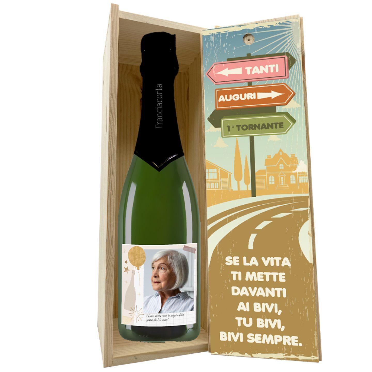 Magnum Franciacorta Brut DOCG - Idea Regalo compleanno 70 anni con cassetta in legno - 4