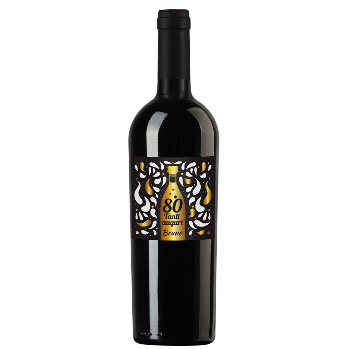 Bottiglia personalizzata e cassetta in legno - idea regalo 80 anni - 2