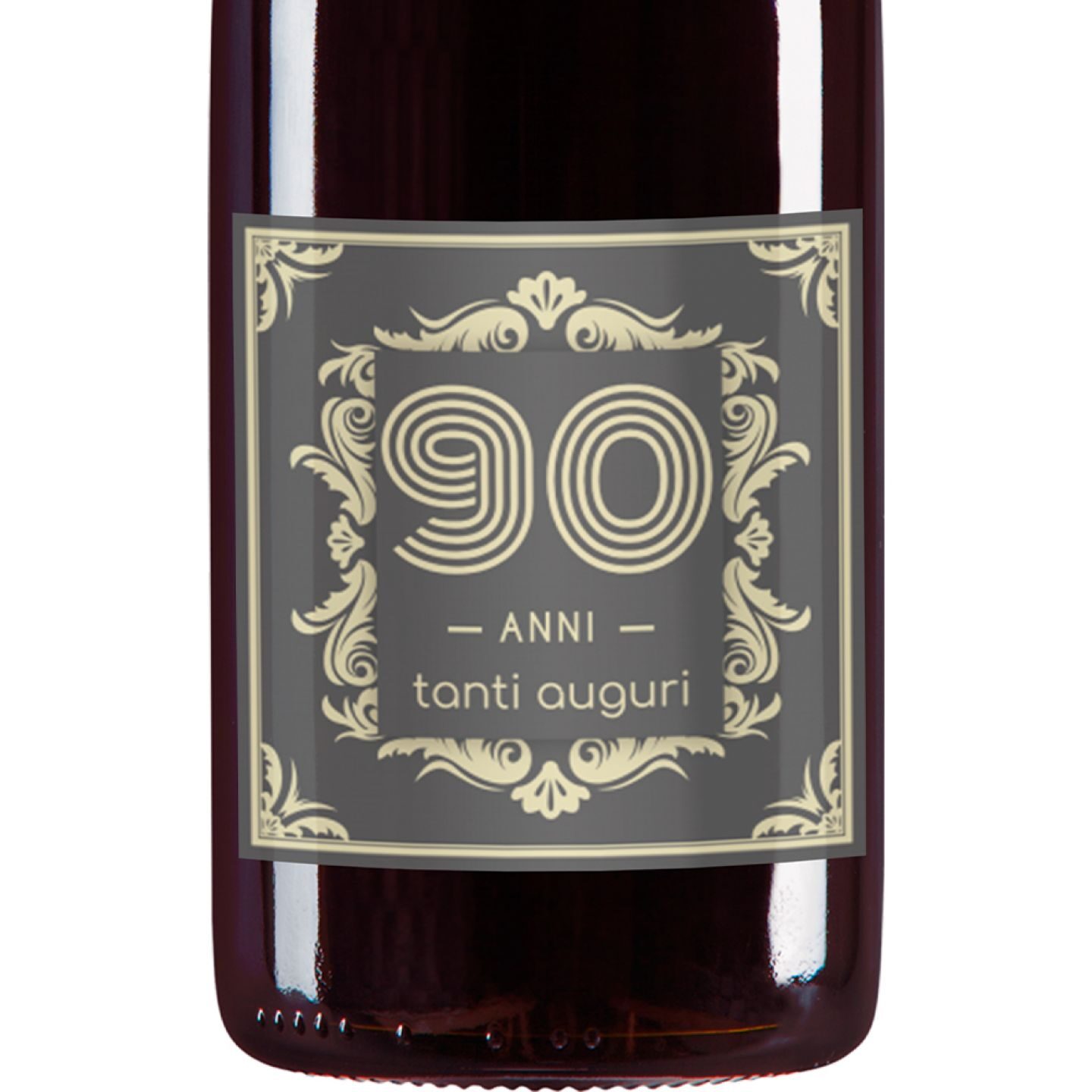 Bottiglia personalizzata e cassetta in legno - idea regalo 90 anni - 2