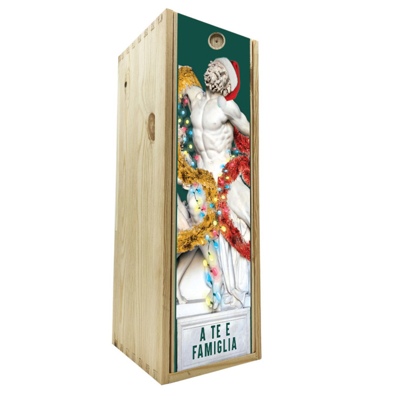 Scatola in legno 1 bottiglia MAGNUM 1,5 L - Buon Natale, ...a te e famiglia!