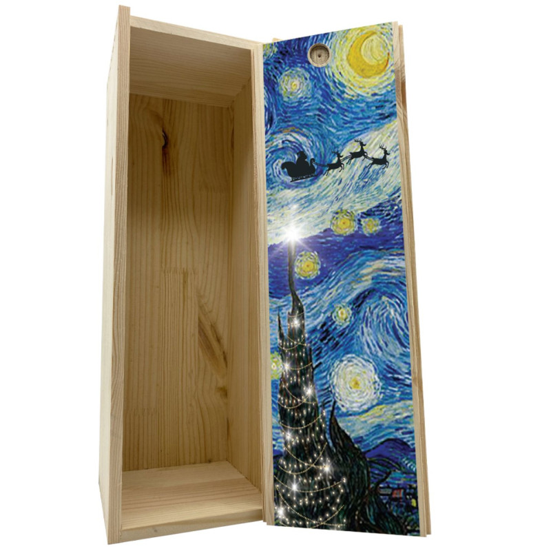 Scatola in legno 1 bottiglia MAGNUM 1,5 L - Notte stellata..., di Natale!