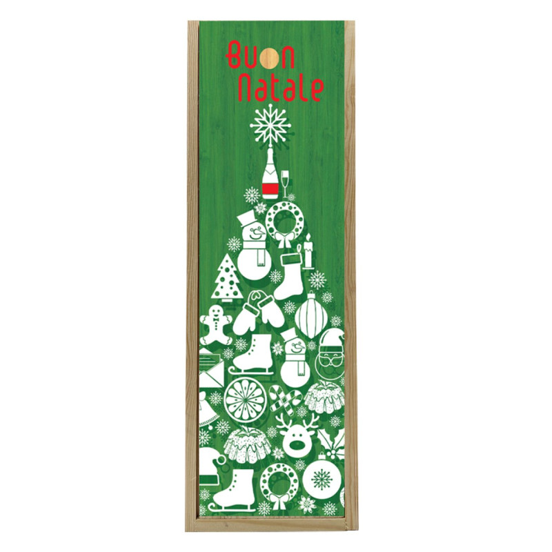 Scatola in legno 1 bottiglia MAGNUM 1,5 L - Buon Natale! Green-Tree
