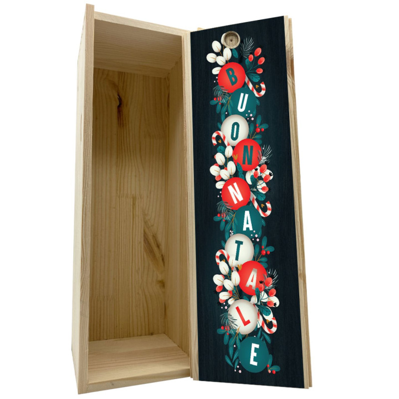 Scatola in legno 1 bottiglia MAGNUM 1,5 L - Buon Natale! Ghirlanda