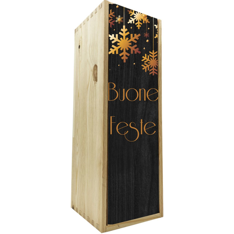 Scatola in legno 1 bottiglia MAGNUM 1,5 L - Buone Feste