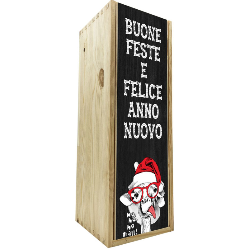 Scatola in legno 1 bottiglia MAGNUM 1,5 L - Buone Feste e Felice Anno Nuovo