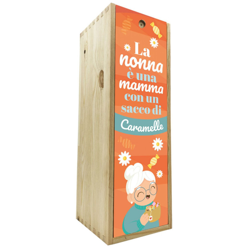 Scatola in legno 1 bottiglia 0,75 L - Nonna e Caramelle
