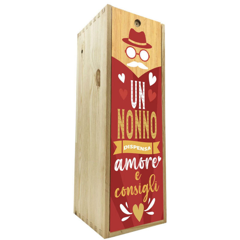 Scatola in legno 1 bottiglia 0,75 L - Nonno e Amore