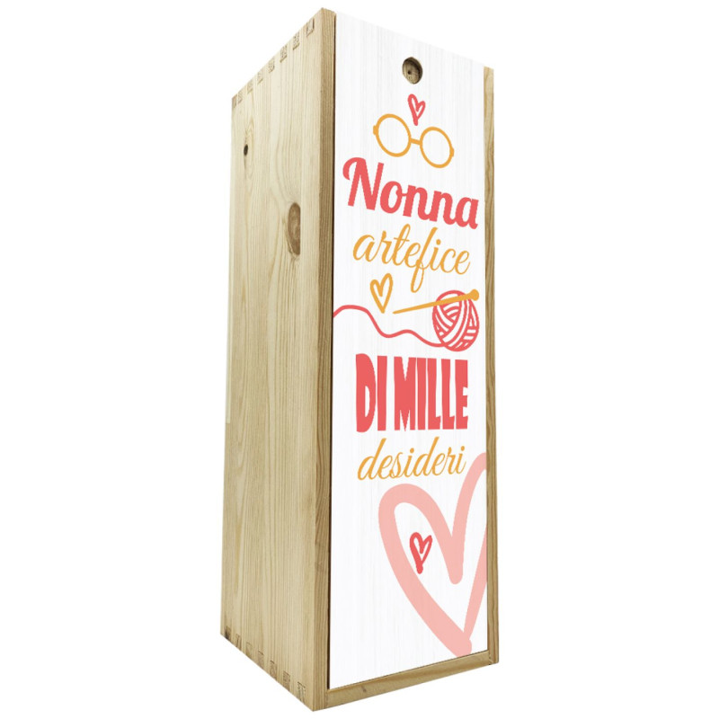 Scatola in legno 1 bottiglia 0,75 L - Nonna artefice desideri