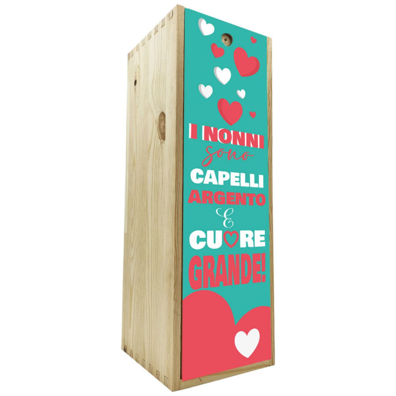 Scatola in legno 1 bottiglia 0,75 L - Nonni Cuore Grande