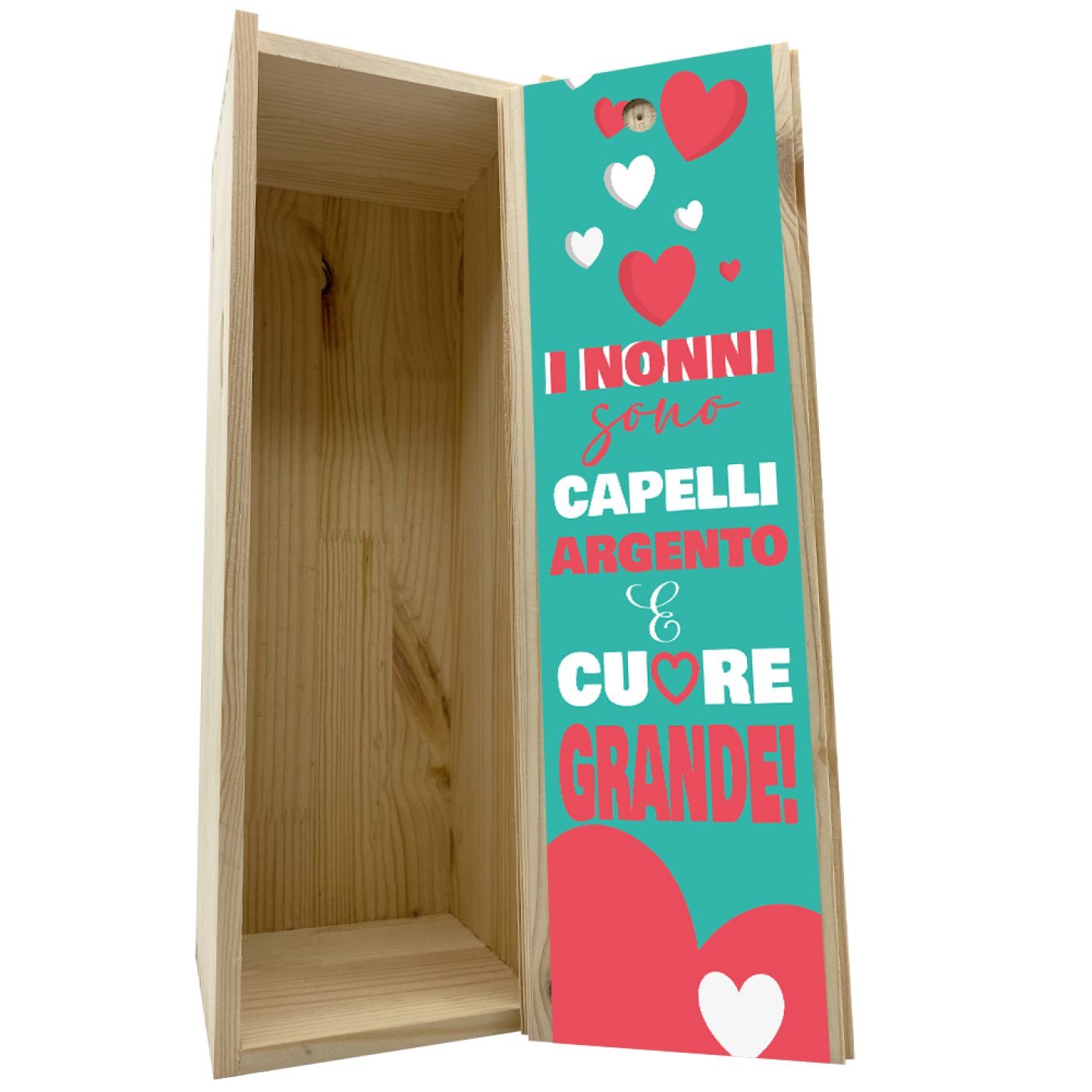 Scatola in legno 1 bottiglia 0,75 L - Nonni Cuore Grande - 1