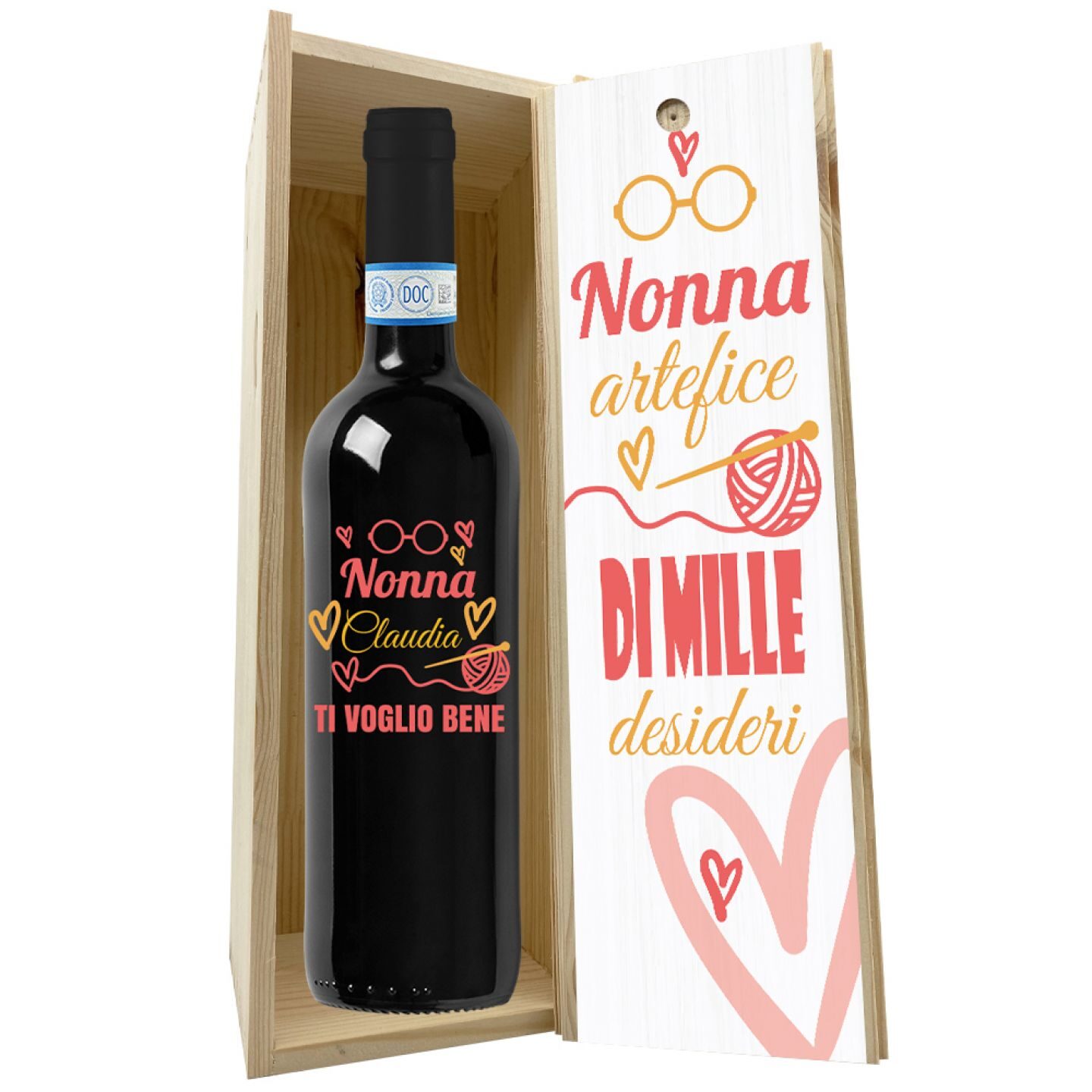 Vino personalizzato con cassetta in legno - idea regalo festa dei nonni - 4