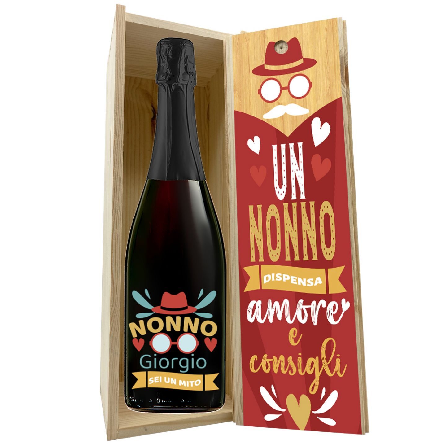 Prosecco personalizzato con cassetta in legno - idea regalo festa dei nonni - 4