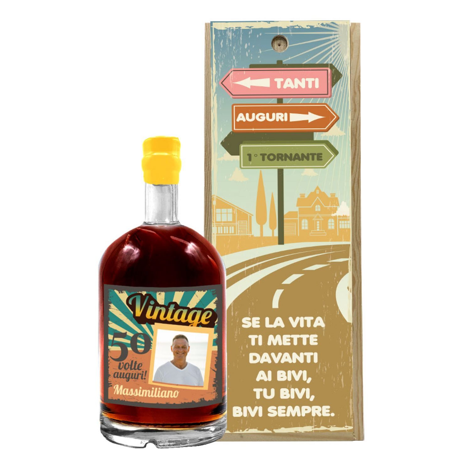 Liquore personalizzato con cassetta regalo - Idea Regalo Compleanno 50 anni - 3