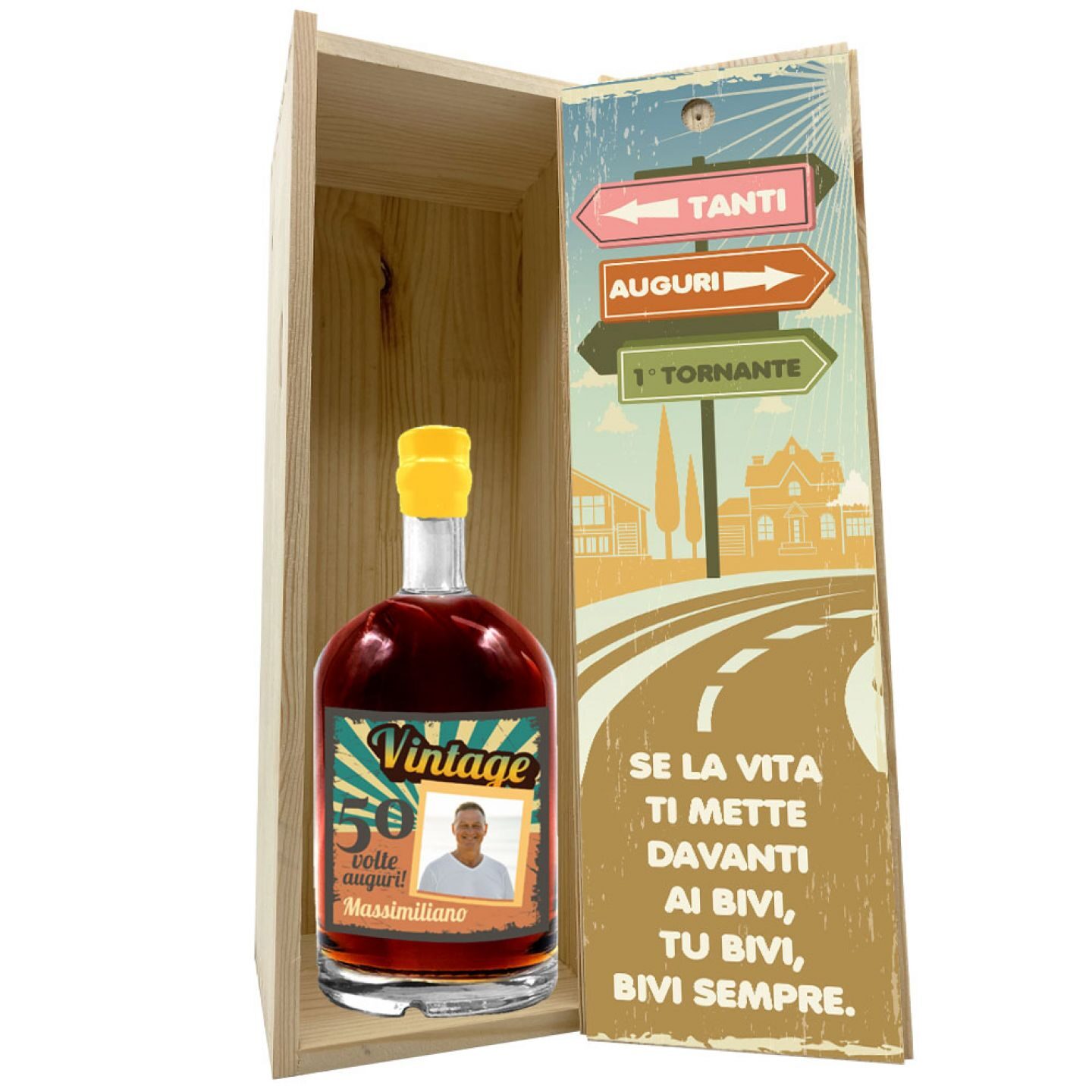 Liquore personalizzato con cassetta regalo - Idea Regalo Compleanno 50 anni - 4