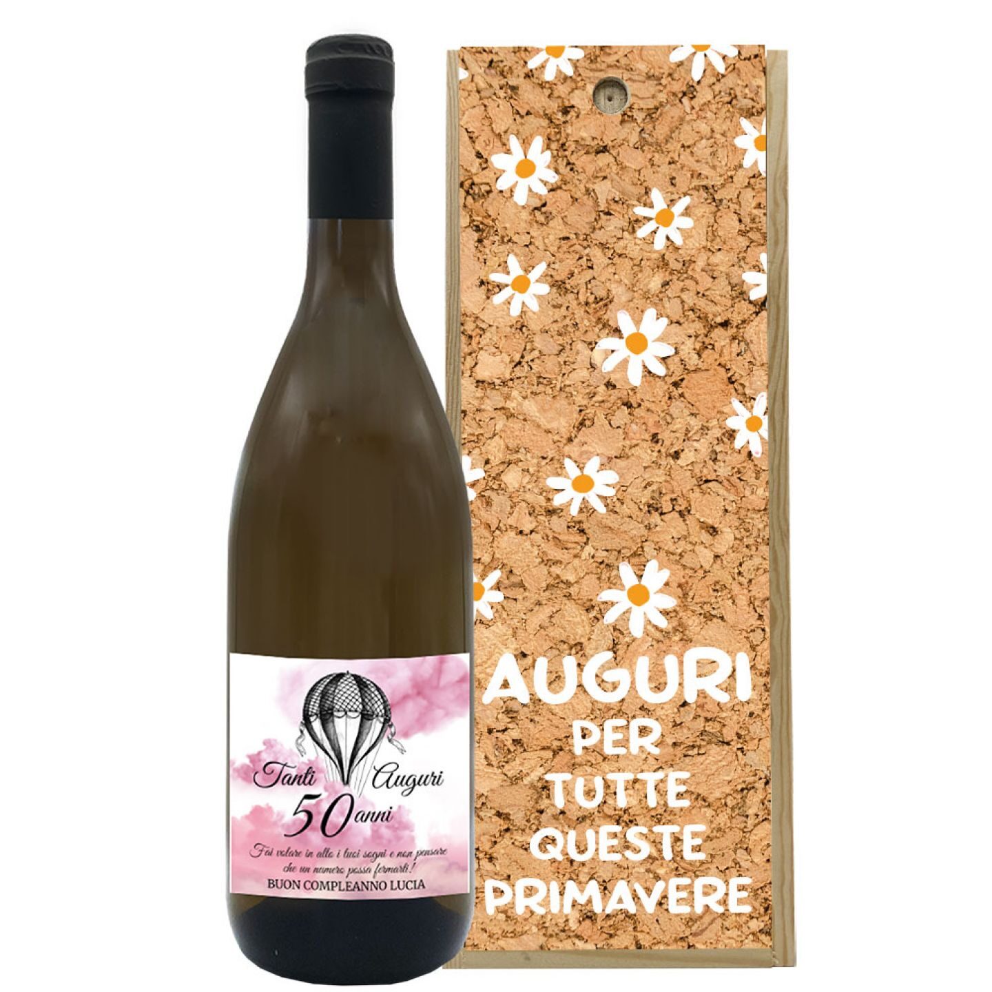 Gewürztraminer con cassetta personalizzata per regalo 50 anni - 3