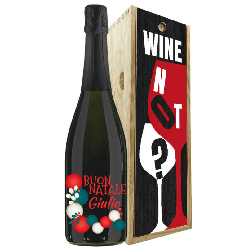 Prosecco Extra Dry MAGNUM con cassa legno personalizzata - idea originale regalo Natale