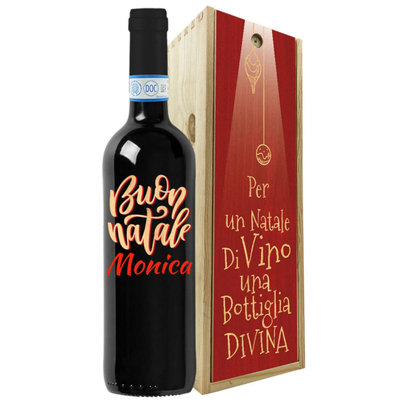 Rosso di Montalcino con cassetta personalizzata - Vino da regalare a Natale per auguri originali
