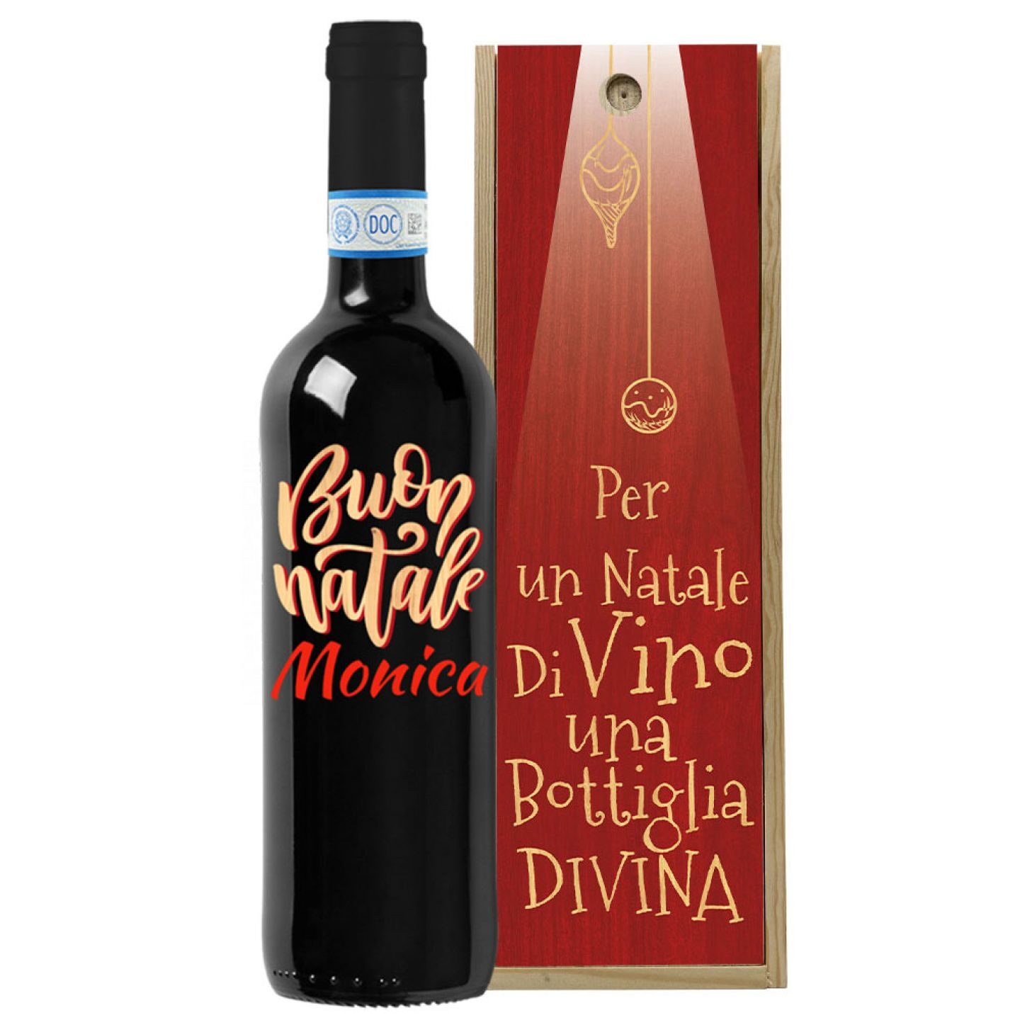 Rosso di Montalcino con cassetta personalizzata - Vino da regalare a Natale per auguri originali - 3