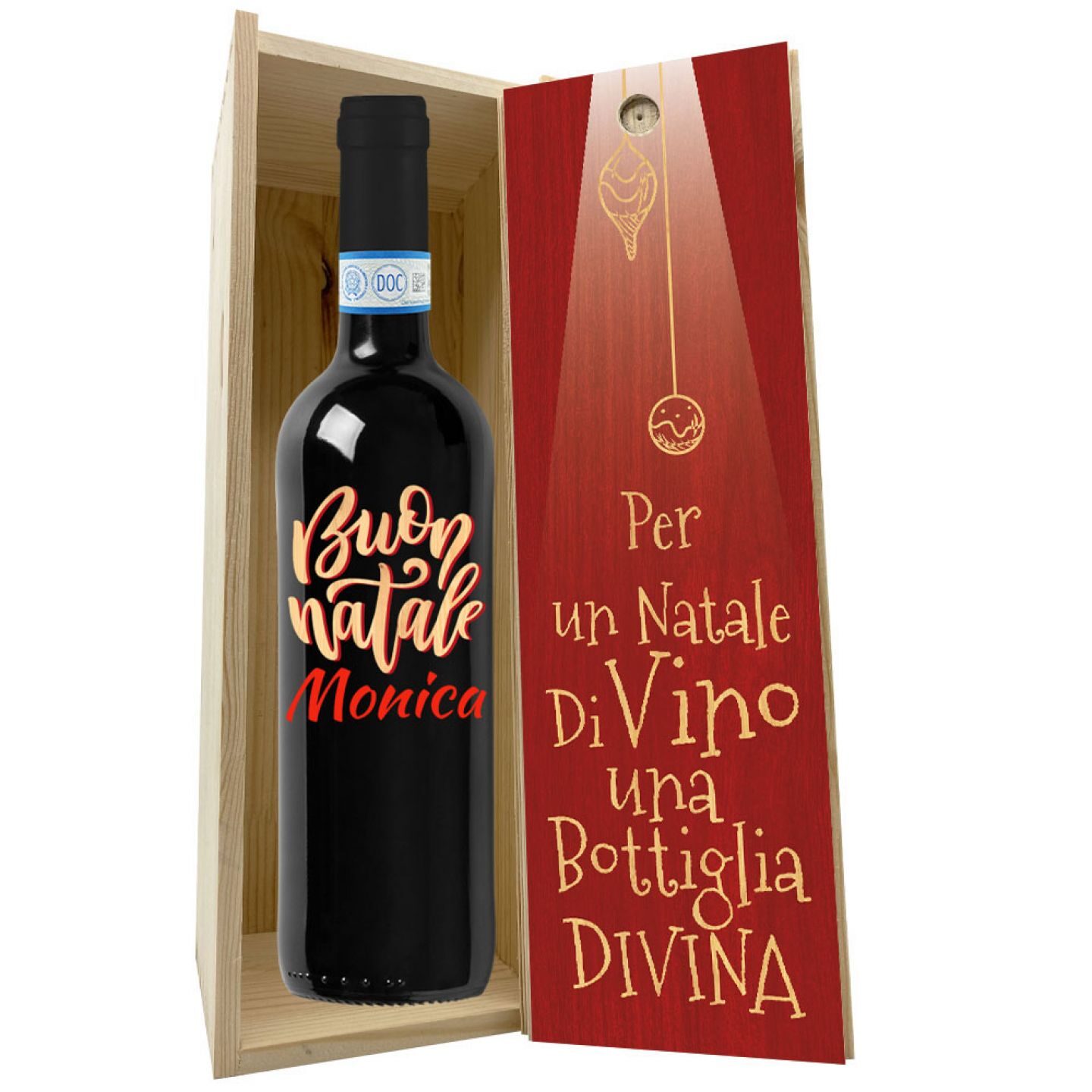 Rosso di Montalcino con cassetta personalizzata - Vino da regalare a Natale per auguri originali - 4