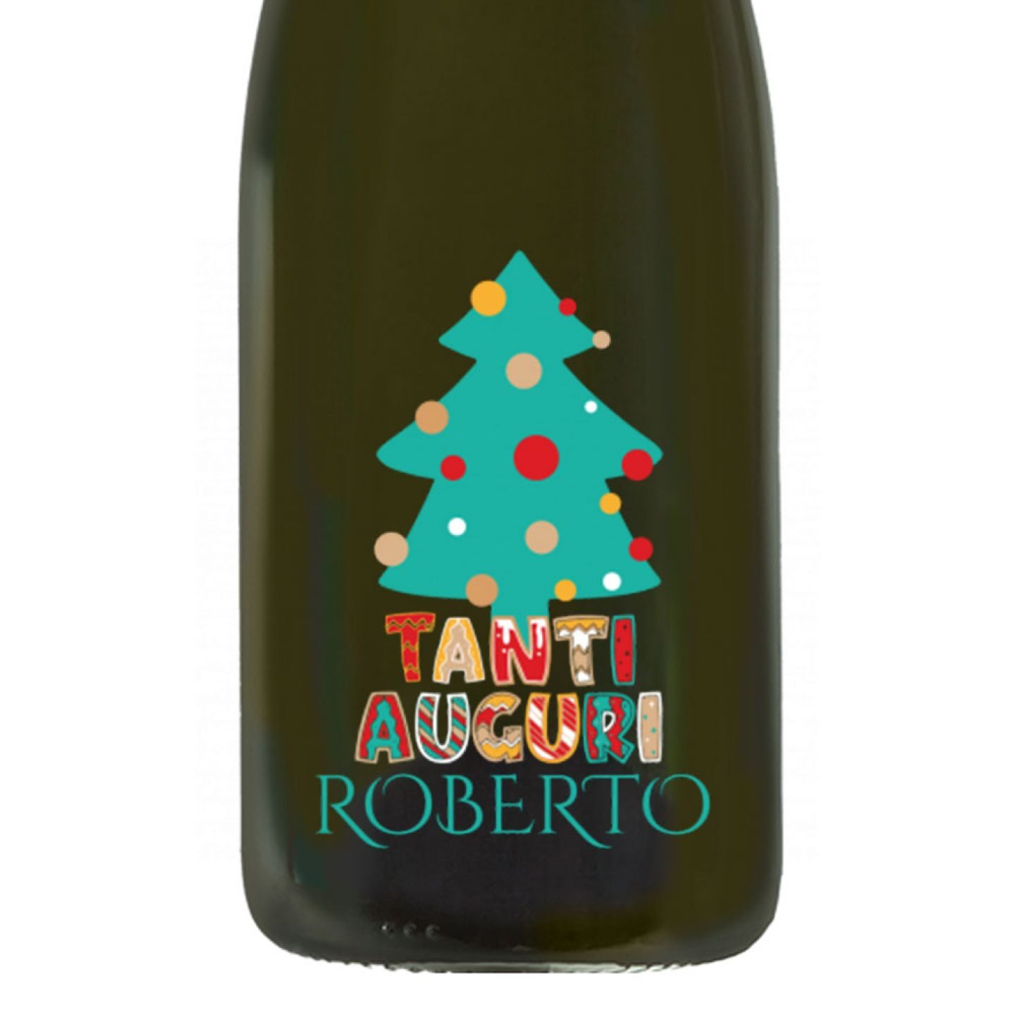 Spumante Dolce - Bottiglia per auguri di Natale con cassetta in legno - 1