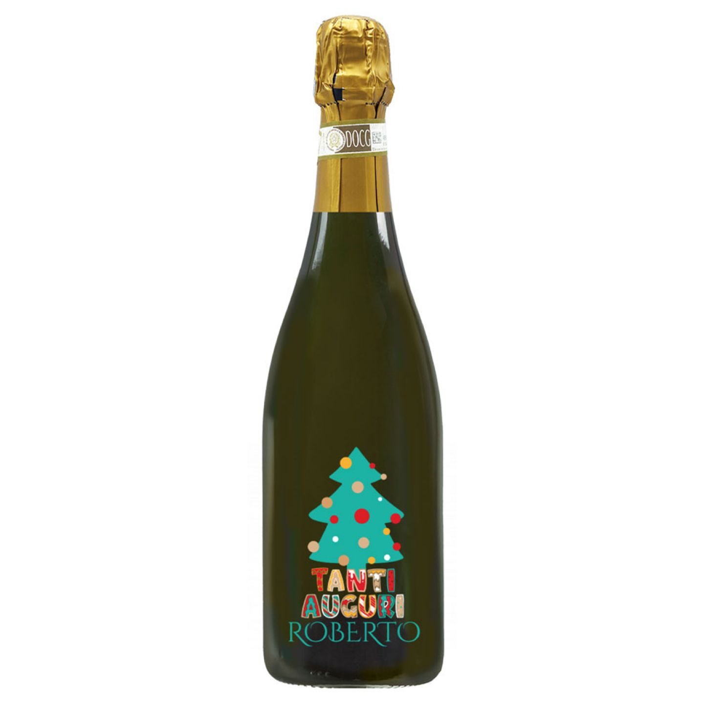 Spumante Dolce - Bottiglia per auguri di Natale con cassetta in legno - 2