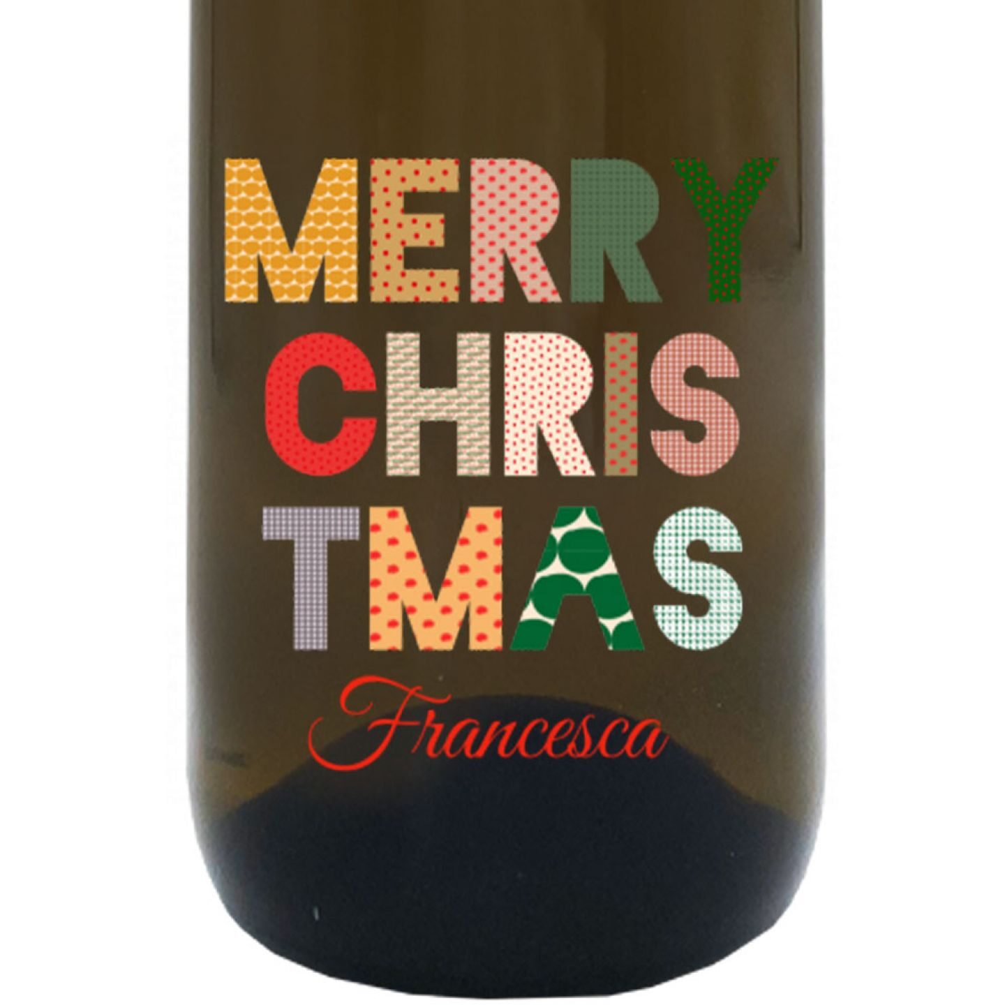 Vino bianco personalizzato - Bottiglia per auguri di Natale con cassetta in legno - 1