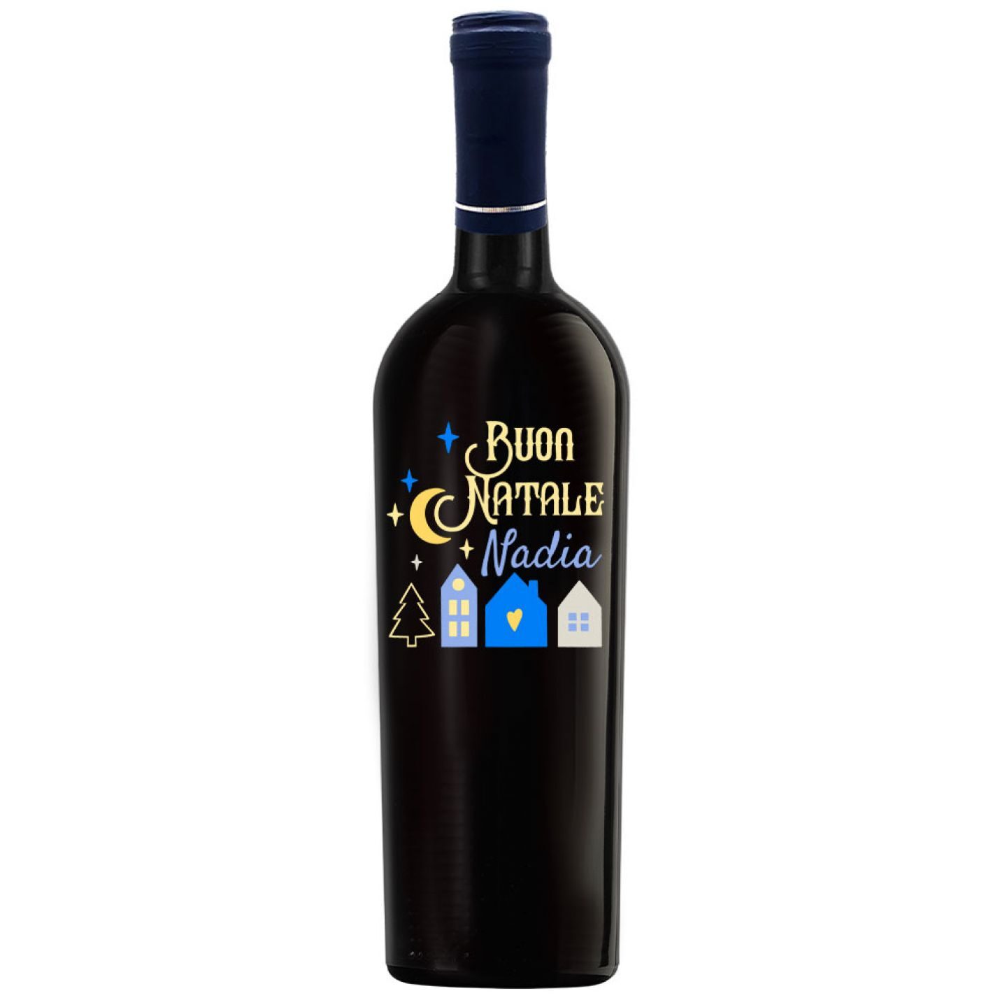 Primitivo di Puglia - Bottiglia personalizzata per Natale con cassa legno personalizzata - 1