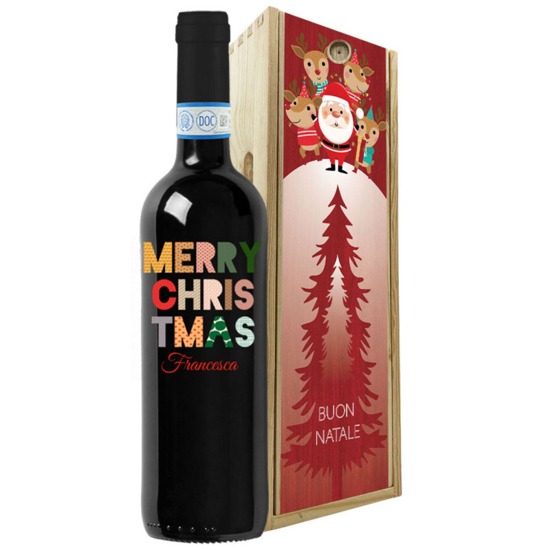 Rosso di Montalcino con cassetta personalizzata - Vino da regalare a Natale per auguri originali